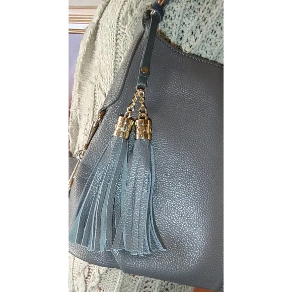 Bolaishaxuan (BOLAI) Gray Pebble Leather Bag - Picture 10 of 11